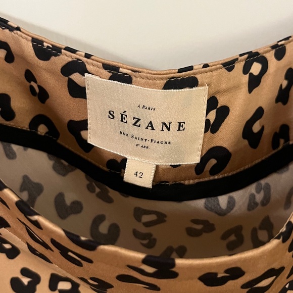 Sezane Tan and Black Leopard Midi Skirt - Picture 2 of 3